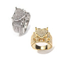 Personalized 3A Zircon Brass Bling Iced Heart Ring Shinny Crystal HIP-HOP Jewelry for Women Men Fashionable Shinny CZ Rings