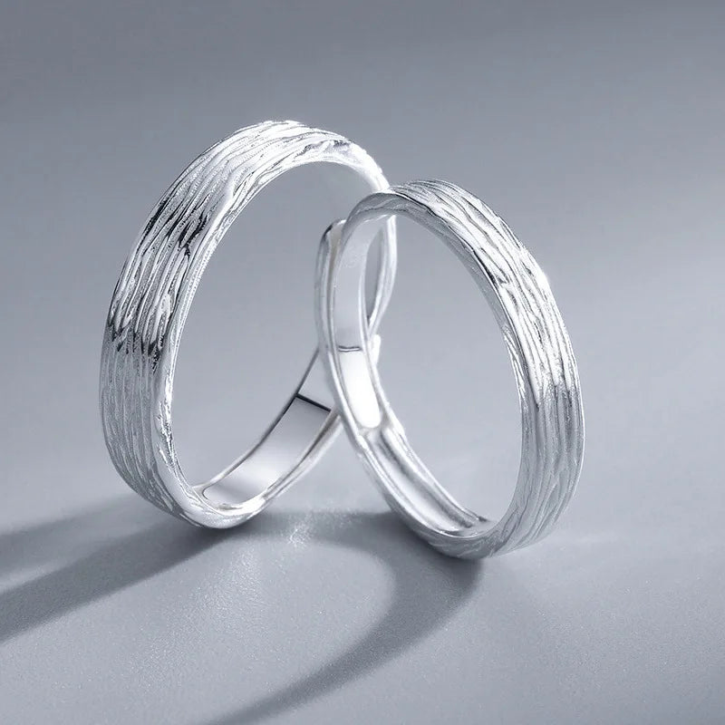 BASQUESUN Factory Traces of Time Trend Personality Open Mouth Fashion Simple Men's and Women's Styles Textured Couple's Rings