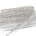 High Quality One-Row AB Clear Rhinestone Fabric Trimming Sew-On Banding Pointback Rhinestone Net Trim for Clothing Customizable