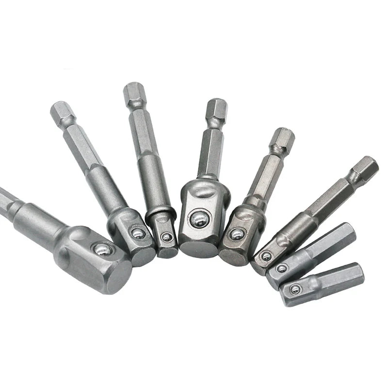 8pcs Drill Socket Adapter Converter for Impact Driver With Hex Shank to Square Socket Drill Bits Bar Extension Set 1/2 3/8 1/4 "
