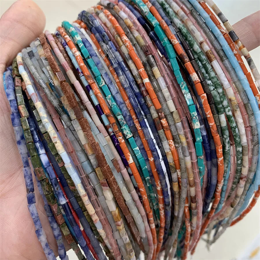 Wholesale Natural Stone 4*2mm Tube Spacer Beads Tubular Spacer Tube Beads 2*4mm Cylinder Stone Beads Jewelry Making