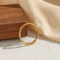 Minimalist Waterproof 18K Gold Plated Stainless Steel Twist Chain Ring Unisex Female Jewelry