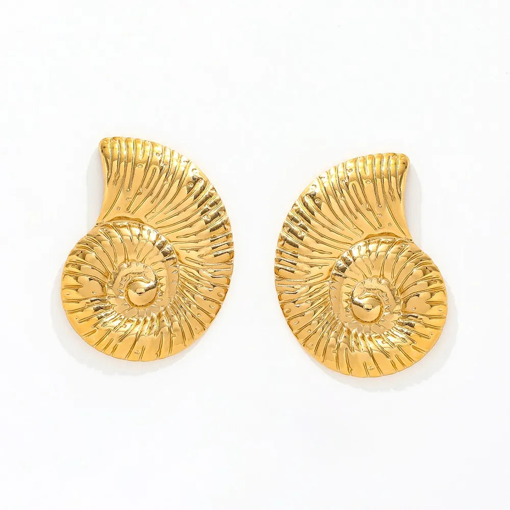 JOOLIM High-End 18K Gold Plated Stainless Steel Stud Earrings Snail Design Party Gift Fashion Jewelry Women