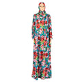 Hot Selling Muslim Women Prayer Clothes Floral Printing Loose Hooded Long Robe Abaya Plus-size Dress