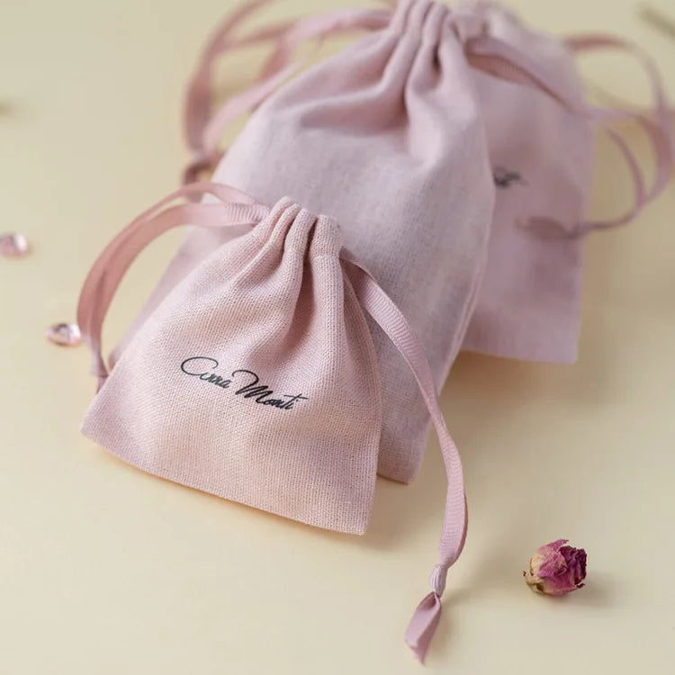 Customization Canvas Cotton Drawstring Bag Custom Single Color  Wholesale Organic Reusable Packaging Bags