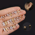 HOVANCI 4 Fashion Gold Plated Silver Rose Gold Brass Plug & Tunnel Body Jewelry Trendy Geometric Zircon Stud Allergy Free