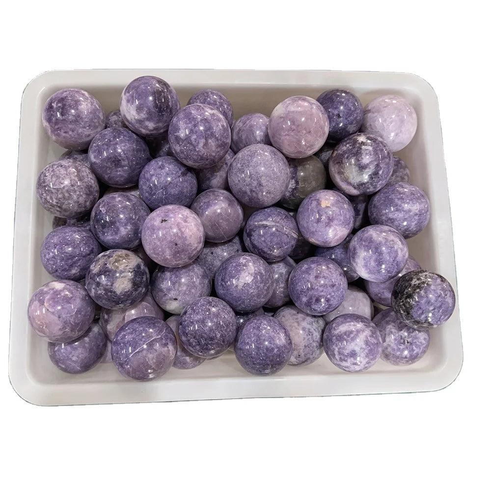 Natural Quartz Polished Sphere Purple Mica Lepidolite Crystal Ball Healing Stone Reiki Quartz Sphere