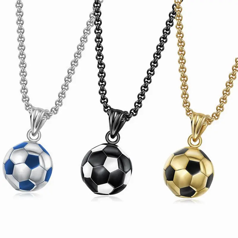 BINSHUO 2022 Fashion World Soccer Cup Hip Hop Sports Jewelry Stainless Steel Soccer Men Enamel Football Pendant Necklace