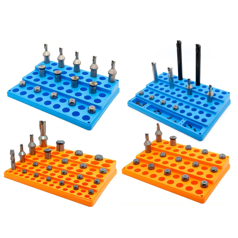 CNC Tool Accessories Mixed Milling Cutter Storage Box Drill Tap ER16 20 25 32 42 Collet Organizer Box Storage Rack Orange/Blue