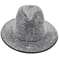 Women's Bling Rhinestone Wide Panama Hat Visor Fedora Hat Cap Light up Jazz Caps Costume Hats Accessory Brown 56-58cm