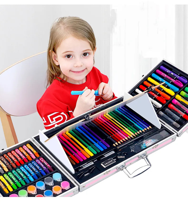 Professional Art Painting Kit Deluxe Aluminum case Drawing Coloring Painting Art Set for Kids Christmas Birthday New Year Gift