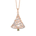 Elegant Rose Gold Plated 925 Sterling Silver Christmas Tree Pendant Necklace Green Emerald Clear Cubic Zircon for Engagement