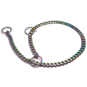 Luxury Fashion Rainbow Color Stainless Steel Quick Release Dog Snake Choke Chain