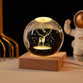 Wholesale Night Lamp Luminous K9 Crystal Ball Custom 3d Art Crystal Ball Night Lamp for Desktop Home Decor