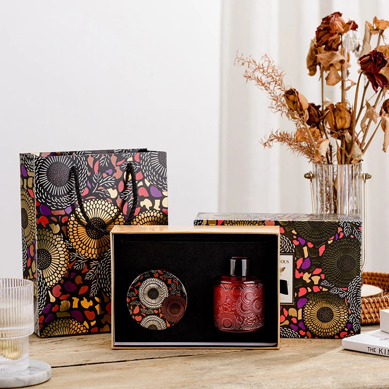 Wholesale Aromatherapy Festival Luxury Set Glass Bottle Reed Diffuser Soy Scented Candle Gift Box Set