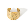 Trendy Chic Wide Band Texture Open Adjustable Rings Geometric Ring Tarnish Free Stainless Steel for Women Girls Opp Bag HF-J1325