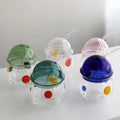 2024 Hot Selling Product Durable Round Heat Resistant Glass Cup With Glass Straw and Glass Lid