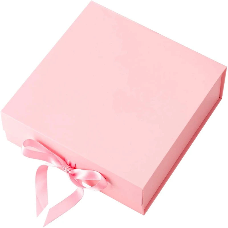 Hot Sale Glossy Pink Art Paper Gift Box Ribbon-Tied for Wedding Bridesmaid/Mother's Day Gift Sets Matt Lamination & Embossing