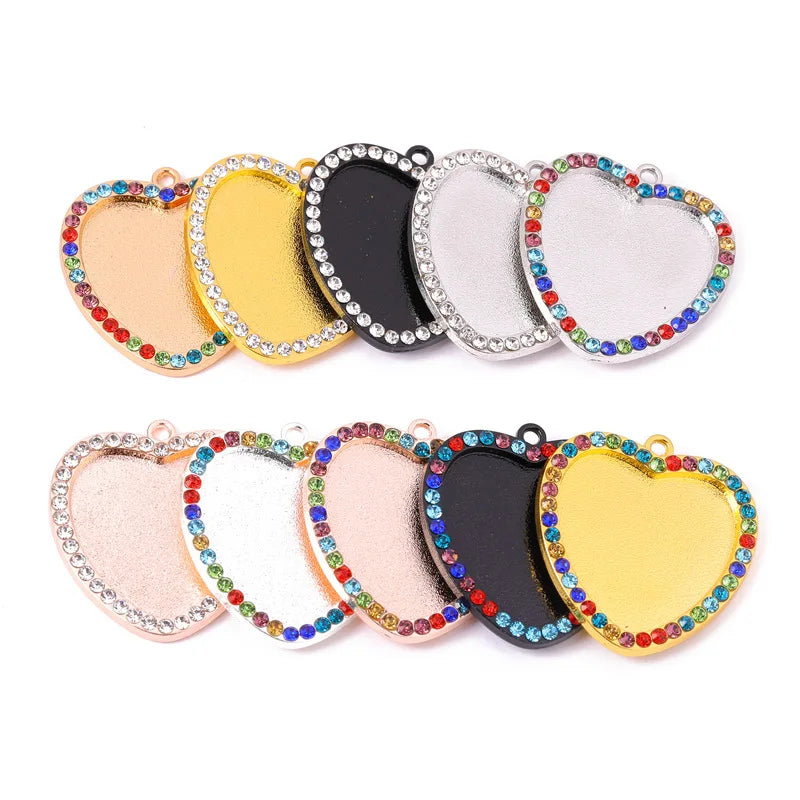 love Photo Wholesale New Heart Cabochon Base Pendant Setting Trays Pendant  DIY Blank Bezels Charm for Women
