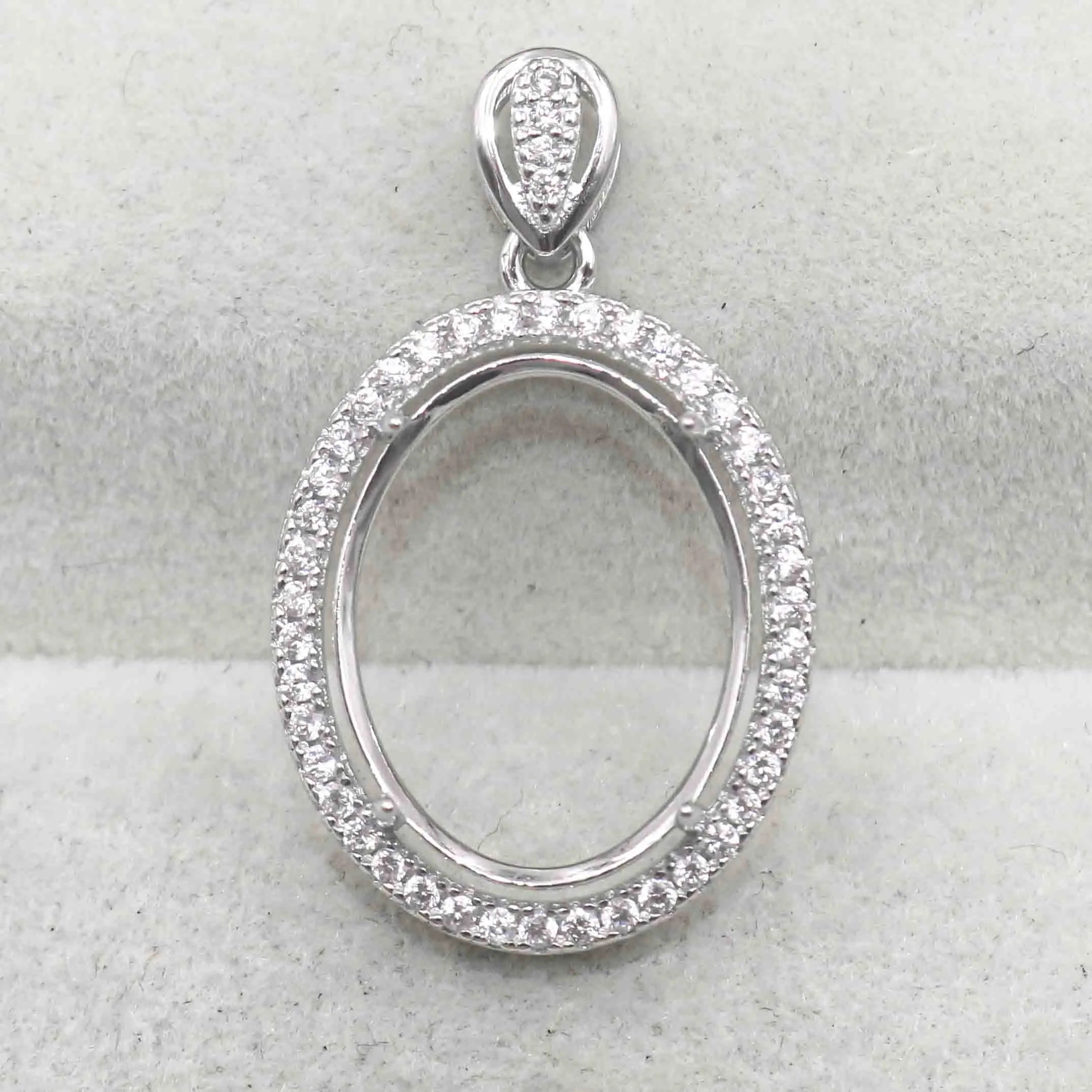 Sterling Silver 13*17/15*20mm Semi Mount Pendant Empty Frame Support Blank Claw Setting S925 Base Without Center Stone for Inlay