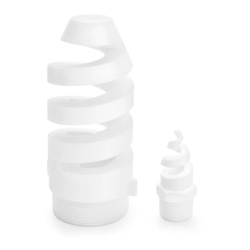 BYCO White Plastic PP ABS Ptfe 90 120 Degree Full Cone/hollow Cone Pigtail Spiral Jet Spray Water Nozzle