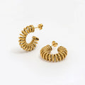 JOOLIM  High End 18K Gold Plated Spring Spiral Hoop Earrings Fashion Jewelry Stainless Steel Earrings for Women