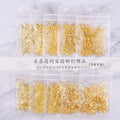 200 Pcs Gold Nails Rivets Triangle Square Round Shaped Metal Star Moon Nail Charms 3D Ocean Starfish Shell Nail Accessories