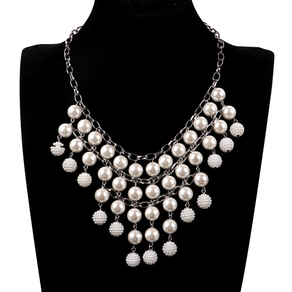European and American Designer Exaggerated Multi-layer Collar Rice Beads Freshwater Pearl Jewelry Wedding Bride Pearl Necklace /