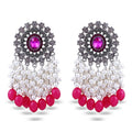 2024 Wholesale Indian Vintage Jewelry Jhumka Jhumki Bahubali Antique Silver Pink Bead Pearl Dangling Earring Boho Jewelry Women