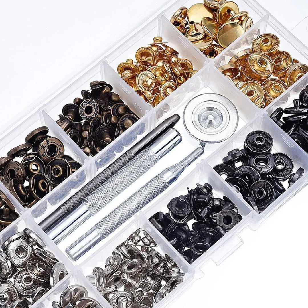 12.5MM Snap Fasteners Kit Snaps Buttons Press Studs Leather Craft Fixing Tools With Storage Box