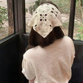 2023 New Fashion Eco-Friendly Cotton Lace Animal Floral Summer Beach Hand-knitted Crochet Triangle Headscarf Headband for Women
