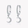 Fashion Small Dainty Jewelry 925 Sterling Silver Cz Diamond Moon Hoop Earrings for Women