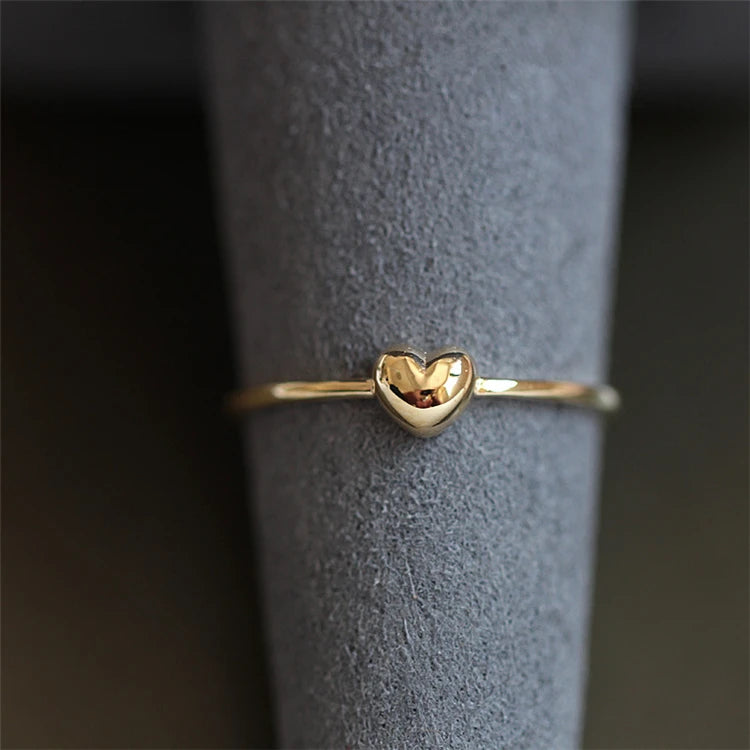 Tiny Heart Shaped Design Women 18k Gold Plated 925 Sterling Silver Ring
