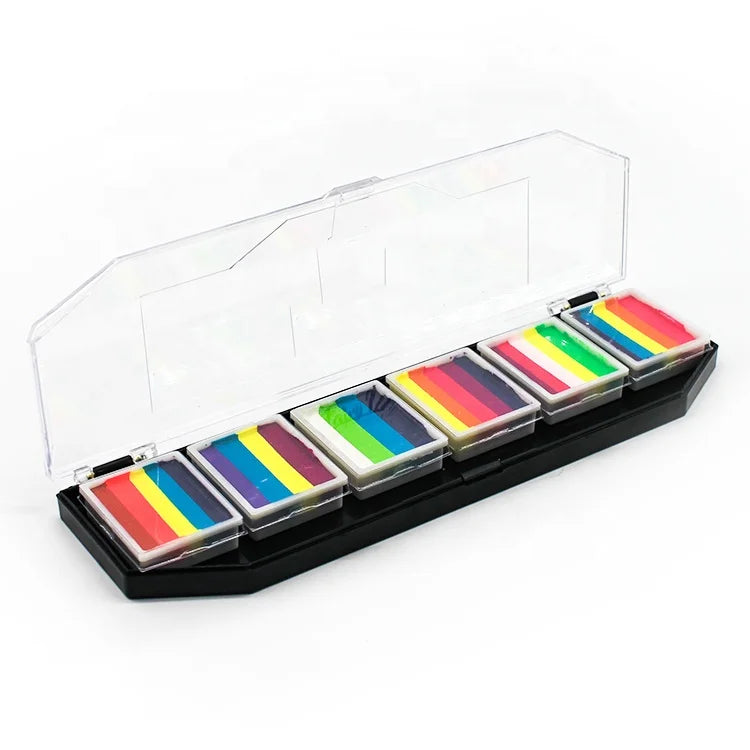Professional 6-Color Stencils for Split Face and Body Paint Palette Cosmetic Makeup Body Painting Supplies for Kids and Adults