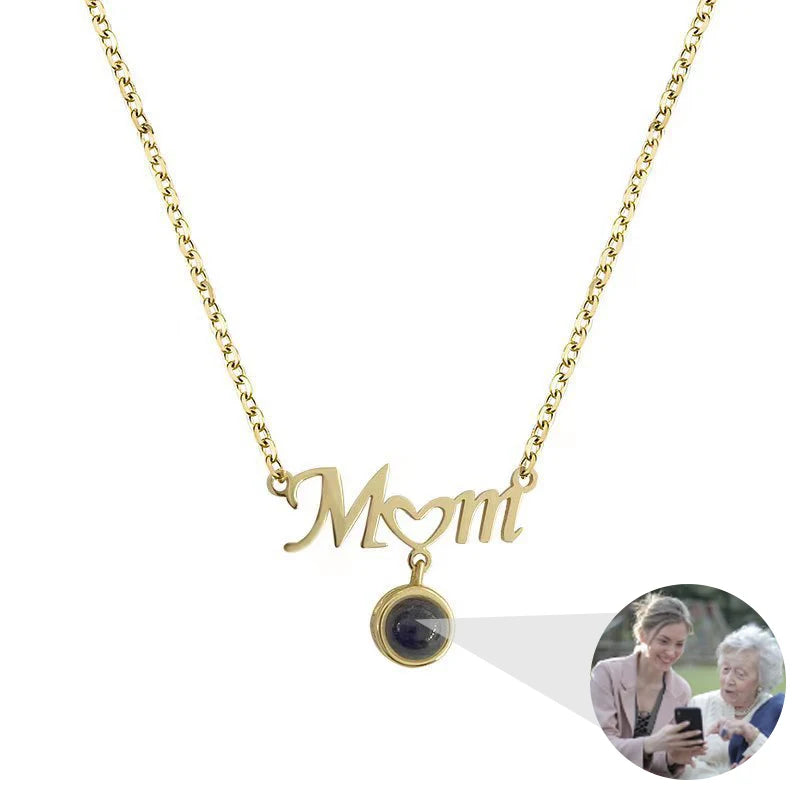 Mother's Day Necklace I Love You Mom Necklace 100 Languages Projection Pendant Heart Mom Jewelry Gift for Women Mom