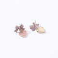 Pink Heart Stud Earrings Fashion Knot Charm Enamel Earrings Women