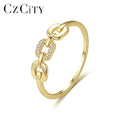 CZCITY Fashion Jewelry Ring New Geometric Style Sterling CZ Fine Silver 925 Jewelry Women 14k Gold Plated Cubic Zirconia Ring