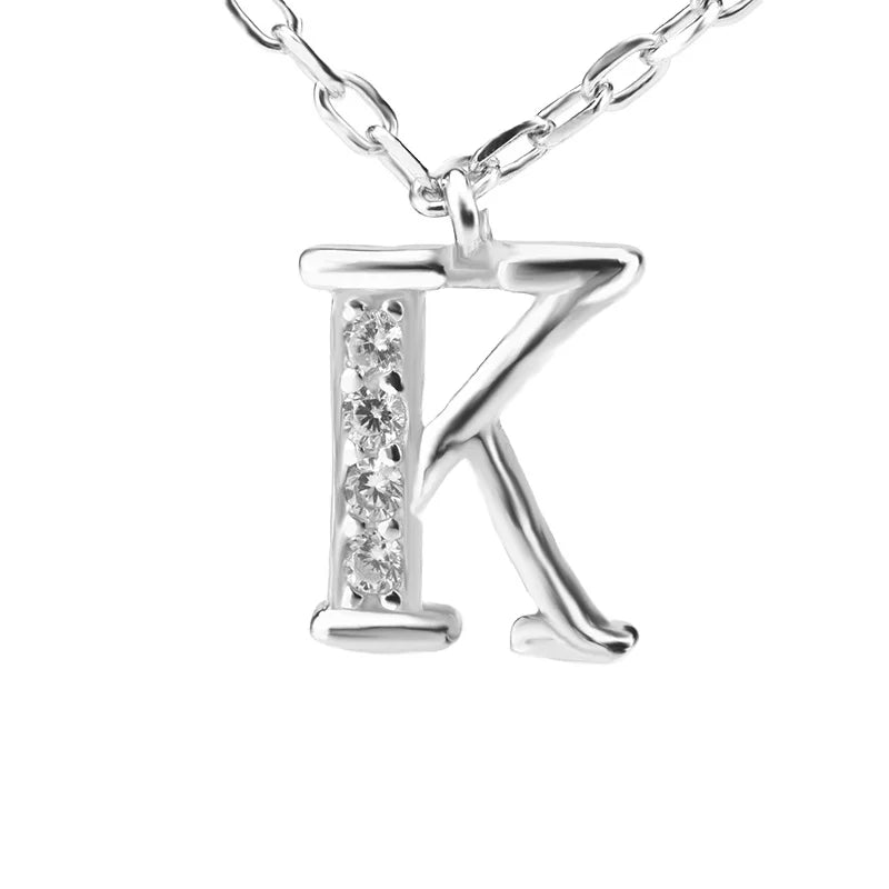 Luxury 925 Sterling Silver African Pendant  Letter Initial Charm Necklace