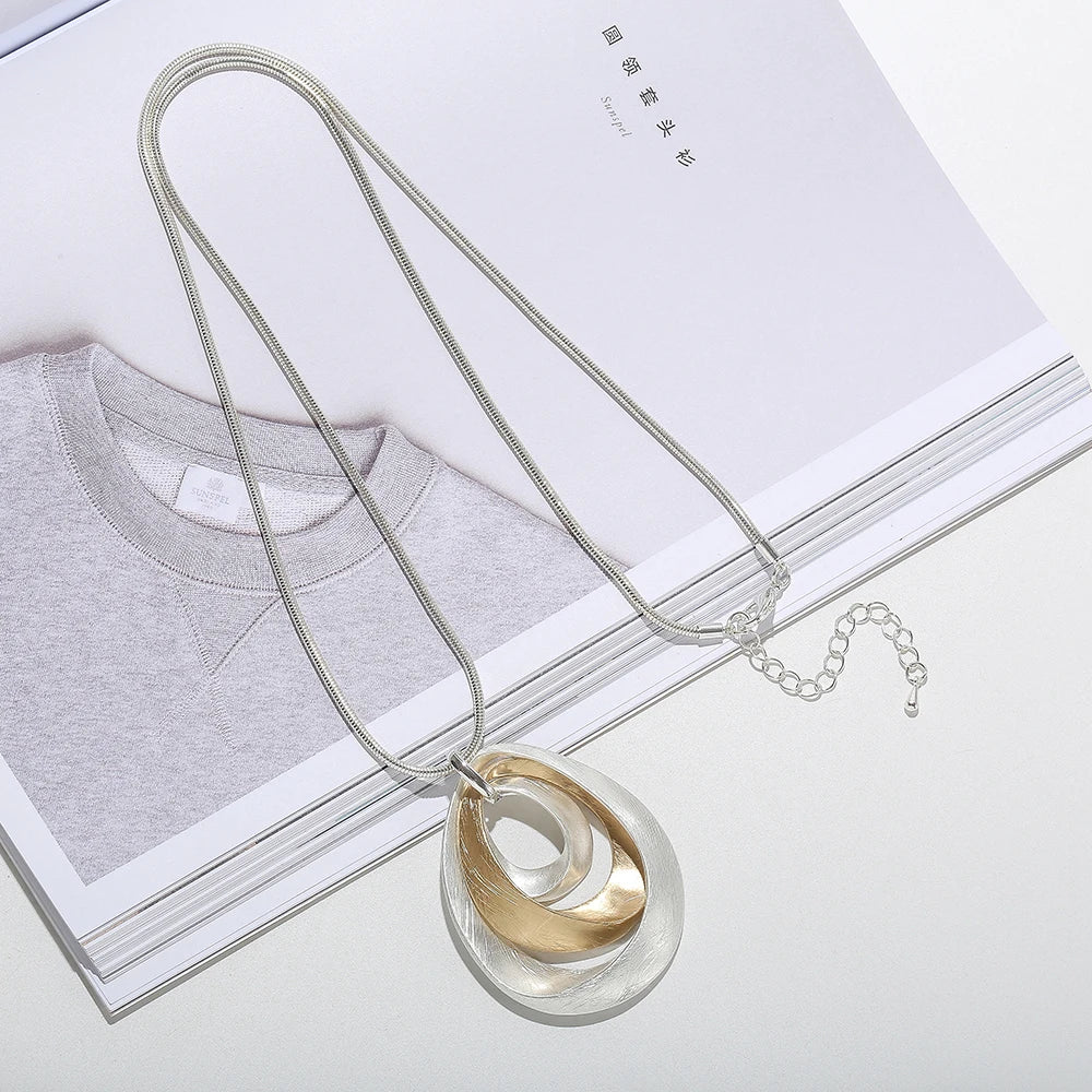 TongLing New Design Vintage Alloy Pendant Charm Necklace Retro Long Necklaces for Women Jewelry Daily Life