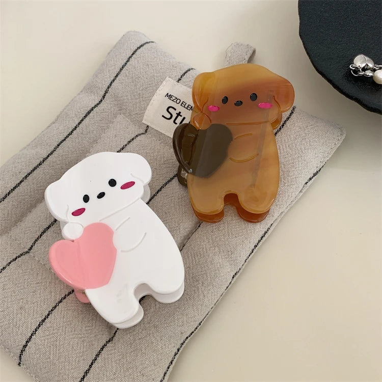 2024 Cute Love Bunny Animal Headdress Cellulose Acetate Dog Hair Claw Clips Wholesale