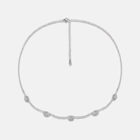 FUAMAY Fashion Vintage 925 Sterling Silver Simple Necklace Oval Zircon Charm Pendant Necklace