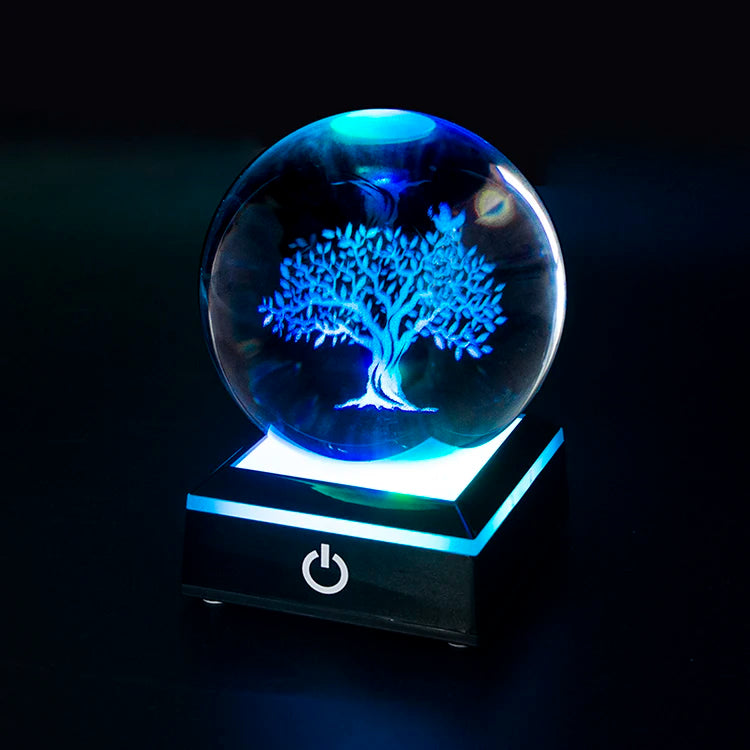 Wholesale K9 80mm Blank Crystal Ball Custom 3d Laser Engraving Photo Frame Crystal Glass Ball with LED Touch Base