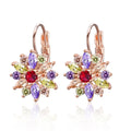 Fashion Classic Geometric Zircon Earrings Personality Simple Colorful Flower Earrings for Women