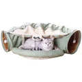 Luxury Eco-Friendly Polyester Cat Tunnel with Collapsible Washable Bed Cushion 126x27cm for Indoor Cats