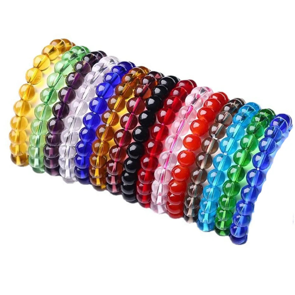 Glass Crystal Stone Bohemia Women's Wedding Gift Bracelet Handmade Coloured Glaze Beads 8mm 6mm 10mm 12mm Beaded Jewelry