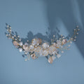 Handmade Engagement Wedding Crystal Rhinestone Resin Leaf Headdress Vine Accessories Pearl Bridal Hair Clips for Girls