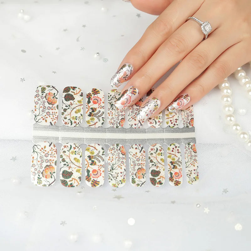 New Factory Design Glitter Gradient Color Eco-friendly 2D/3D Easy Apply Full Shine Self-Adhesive Nail Polish Wraps