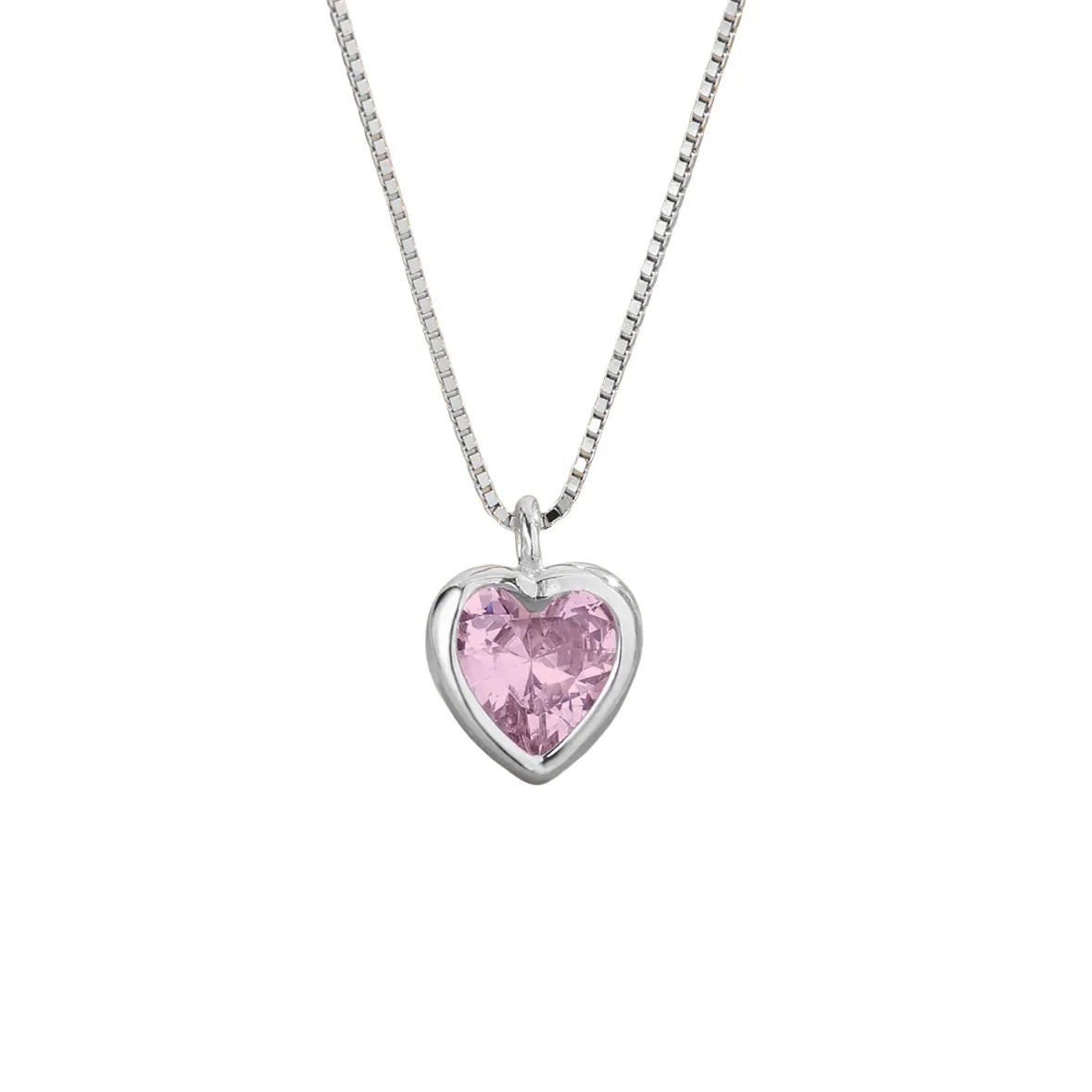 Personalized Custom Cute Choker Necklace for Girls Delicate 925 Sterling Silver Zirconia Pink Heart Necklace Pendant