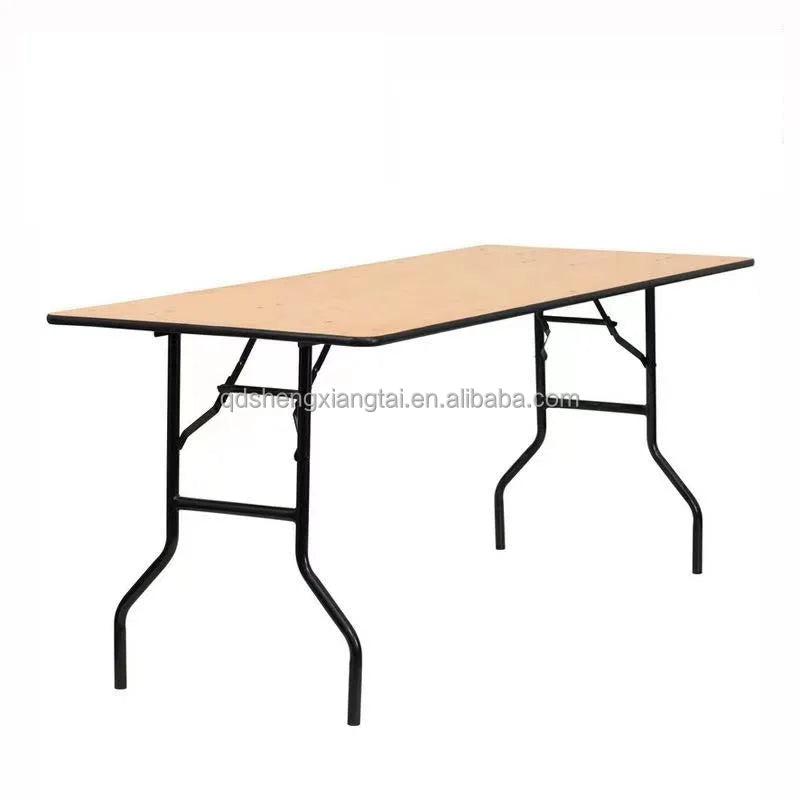 72*36*30 Inches Modern Rectangular Folding Wooden Laminated Outdoor Banquet Table Iron Frame Customizable for Outdoor Furniture