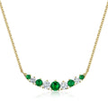 Fashion Wholesale Rainbow Series Colorful Sterling Silver Chain CZ Baroque Emerald Ruby Sapphire Beaded Necklace for Women